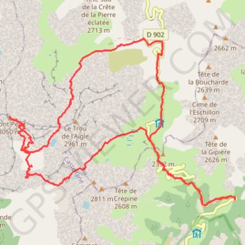 Mont Pelat et tour du Trou de l'Aigle GPS track, route, trail