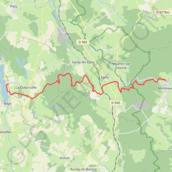 Rigole d'Yonne : Montreuillon - Étang de Baye GPS track, route, trail