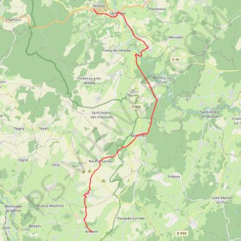 Boucle en pays Vézelien (Anthien - Vézelzy) GPS track, route, trail