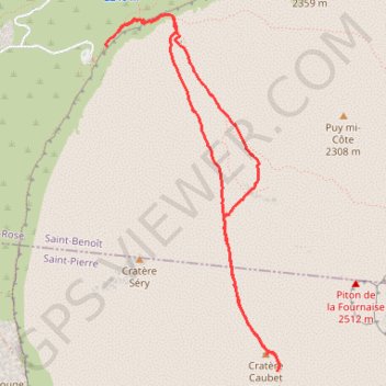 Randonnée du Cratère Caubet à la Réunion GPS track, route, trail