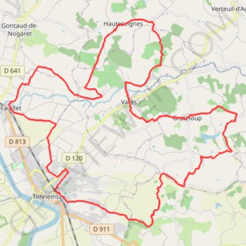 Circuit des Coteaux de Garonne - Tonneins GPS track, route, trail