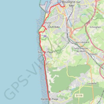 GR120 Boulogne-sur-mer à Hardelot plage GPS track, route, trail