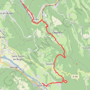 Ambérieux en bugey - Sault Brenaz GPS track, route, trail