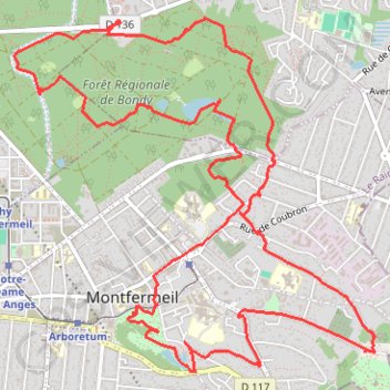 Montfermeil - Rando sur le sentier de Cosette GPS track, route, trail