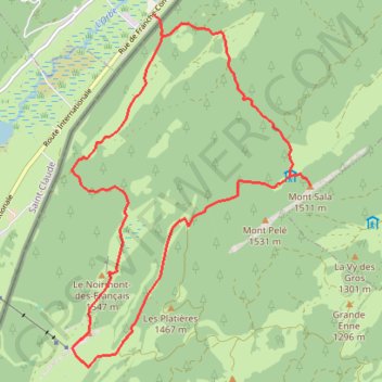 Rando sur le Mont Sâla et le Creux du Croue GPS track, route, trail
