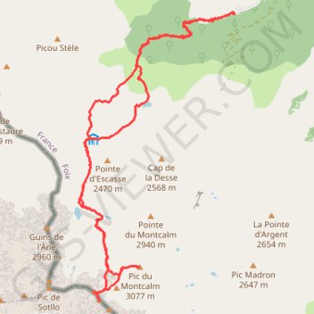 Pic du Montcalm - Pique d'Estats GPS track, route, trail