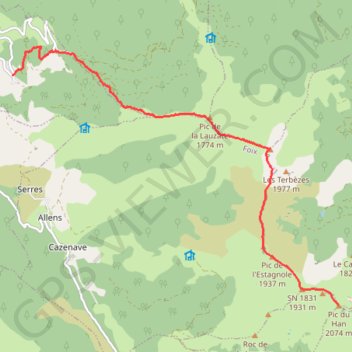 Pic du Han GPS track, route, trail