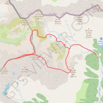 Pic de la Cabaneta et pic de l'Estanyó depuis la coma de Ransol GPS track, route, trail