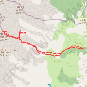 Tête de l'Aupet par le vallon des Narittes GPS track, route, trail