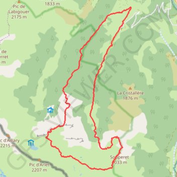 Pic du Baralet, Souperet, Montagne de Banasse en circuit depuis Aubise GPS track, route, trail